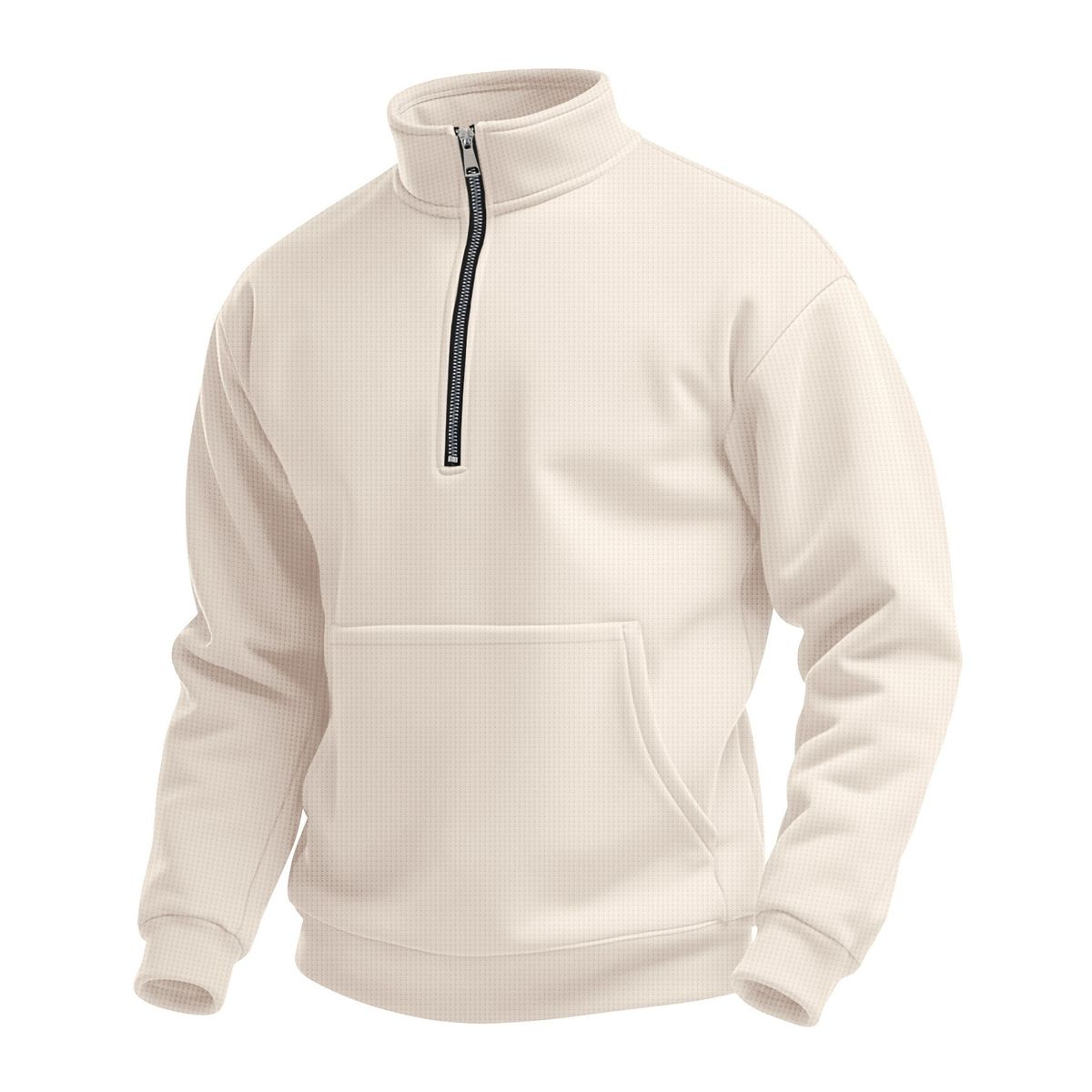 Men's Waffle-Knit Zip-Up High Neck Sweatshirt – Oversized Long Sleeve Pullover (S-XXXL)_viptrois.com