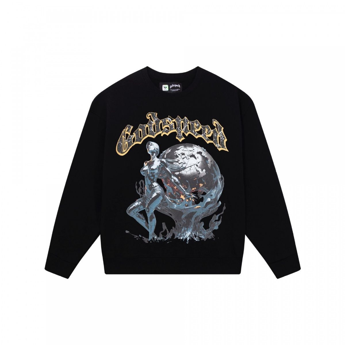 Trendy Brand Skull Print Heavy Cotton Unisex High Street Crew Neck Long Sleeve Sweatshirt_viptrois.com