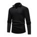 Men’s Zip-Neck Sweater – Thermal Polyester Blend, Breathable & Machine-Washable, Business-Casual Versatility (Brown/Khaki/Charcoal/Black/Navy)_viptrois.com