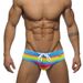 UXH Colorful Striped Sexy With Cup U-Convex 3D Beach Triangle Men's Swim Trunks_viptrois.com