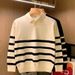 Striped Color Blocked Collar Knitted Sweater With New Fashionable And Casual Design_viptrois.com