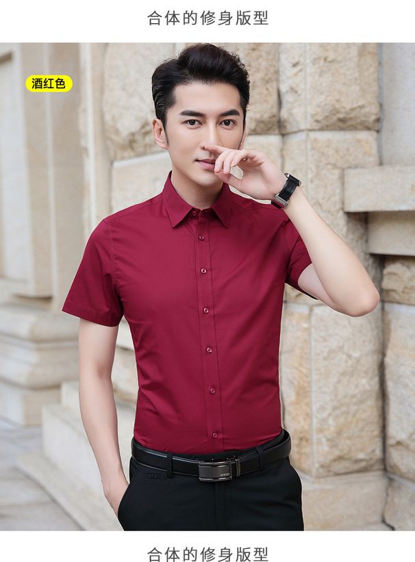 White Short Sleeve Non-Iron Slim Fit Wrinkle-Resistant Business Workwear Autumn Professional Formal Wear Men Long Shirt_viptrois.com