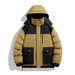 Unisex Winter Thermal Jacket For Couples - Waterproof Windproof Hooded Coat With Polyester Filling, Loose Fit Zip-Up Outdoor Parka_viptrois.com