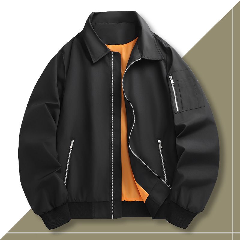 American Retro Bomber Jacket Men's High Sense Spring And Autumn Vintage Simple Niche Design Baseball Jacket_viptrois.com