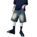 Men's Clothing Niche Old Washed High End Denim Shorts Men's Summer Slim Straight Shorts Retro Mid Length Pants_viptrois.com
