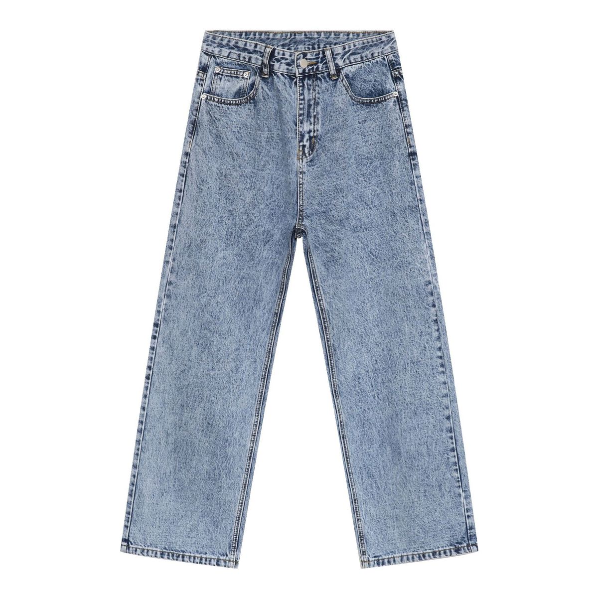 Men's Clothing Retro Short Denim Jacket Men's Loose Straight Washed Blue Jeans Suit_viptrois.com