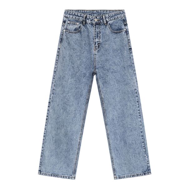 Men's Clothing Retro Short Denim Jacket Men's Loose Straight Washed Blue Jeans Suit_viptrois.com