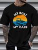 Men's Funny Boating Shirt My Boat My Rules T Shirt Pontoon Boat Captain Gift For Fashion Unisex Homme Top For Everyday Wear Streetwear_viptrois.com