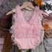Ylsteed Pink Gray Newborn Lace Romper Photography Outfits Baby Girl Photo Shooting Clothes_viptrois.com