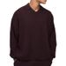 Men's Knit Polo Collar Long Sleeve Sweater - Soft & Breathable Cotton Blend, Relaxed Fit, Classic V-neck Design For Casual Winter Wear (Dark Brown)_viptrois.com