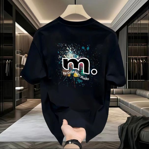 White Printed T-shirt Men's Summer Thin High-end Short-sleeved Top High-density Worsted Comfortable And Breathable Clothes_viptrois.com