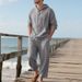 Men's Linen Hooded Shirt & Long Pants Set - Relaxed Fit, Breathable Fabric, Casual Beachwear For Spring & Summer_viptrois.com