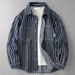 Men's Clothing Washed Striped Denim Shirt Jacket Men's Spring And Autumn Handsome Loose Casual Long Sleeved Shirt Trend_viptrois.com