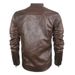 Loom Men Autumn Winter European And American Casual Stand Collar Motorcycle Men's Leather Jacket_viptrois.com