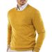 Men’s Classic Crewneck Sweater – Soft Acrylic Knit Pullover (Navy/Burgundy/Army Green/Black/Beige/Light Gray, M-XXXL)_viptrois.com