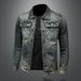 Men's Clothing New High End Distressed Lapel Retro Denim Jacket Slim Fit Handsome Versatile Jacket_viptrois.com