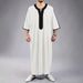 Elegant Embroidered Middle Eastern Thobe For Men – Breathable Polyester, Loose Fit, Traditional Design For Casual Wear (Green, White, Black, Navy)_viptrois.com