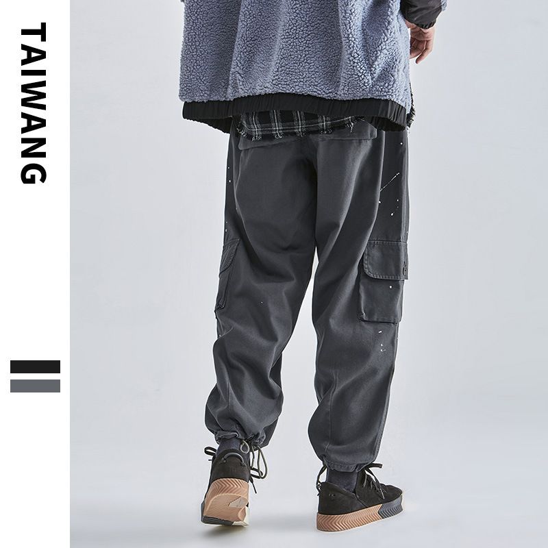 Men's Clothing Men's Wear Tide brand paint overalls men 2024 autumn new men's wear pants stone mill casual trousers men_viptrois.com