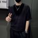 Men's Clothing Short Sleeved Trendy Casual Bottoming Shirt Summer Loose Round Neck Half Sleeved Top_viptrois.com