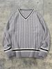 Men's Clothing College Style V Neck Knit Sweater New Loose Casual Versatile Long Sleeve Cable Knit Sweater For Men_viptrois.com