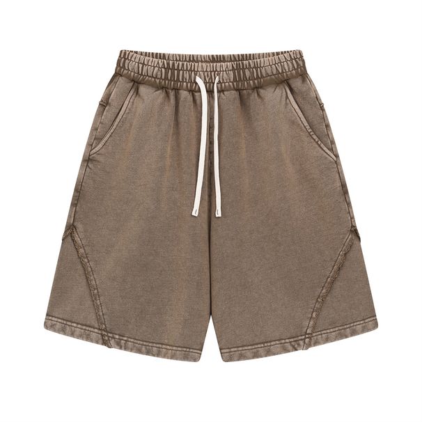 Men's Clothing Unisex 430GSM Wax-Dye Distressed Shorts – Heavyweight Washed Cotton, Vintage Patchwork Design, Relaxed Fit, Breathable Summer Casual_viptrois.com