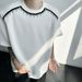 Men's Oversized Short Sleeve, Drop Shoulder Design, Thick Cotton Blend, Streetwear Style, Plain Color, Casual Daily Wear_viptrois.com