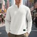 American Style Spring And Autumn Simple Casual Men's Loose Jacquard Stand Collar Half-Zip Base Shirt Sweatshirt For Men_viptrois.com