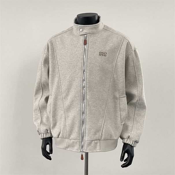 Spring And Autumn Tri Colored Woolen Coat For Men And Women Trendy Brand Harajuku Style Couple Loose Jacket_viptrois.com