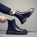 Long Martin Boots Men's Style Black High-top Leather Shoes Locomotive Boots Boys Leather Boots_viptrois.com