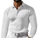 Men's Clothing Waffle Lapel Button Long Sleeve Polo Shirt Holiday Casual T Shirt_viptrois.com