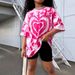 Mother & Kids INS Fashion Heart Shaped Tie Dye Full Print Short Sleeved Children's Casual Summer Suit_viptrois.com