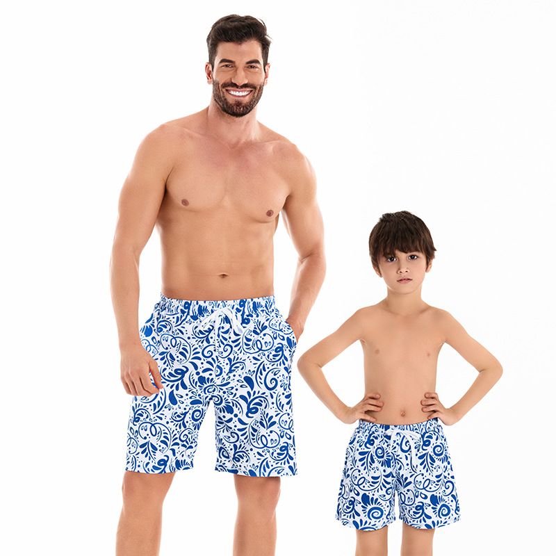 Men's Clothing Wear New Mother Daughter Bikini Father Son Beach Pants Elastic Waist Swimwear_viptrois.com