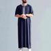 Men's Clothing New Middle Eastern Retro Muslim Mid Sleeve Embroidery Ethnic Style Moroccan Men's Robe Side Pockets_viptrois.com