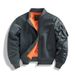 Men's Military-Inspired Bomber Jacket – Corduroy & Polyester With Stand Collar (Black, Navy, Olive, Grey)_viptrois.com