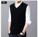 Spring And Autumn Wool Solid Color For Middle-aged Men, High-end V-neck Knitted Sweater, Warm Sleeveless Vest_viptrois.com