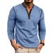 2025d 2024 Autumn Winter Long Sleeve Henley Shirt Men's Solid Color T-Shirt_viptrois.com