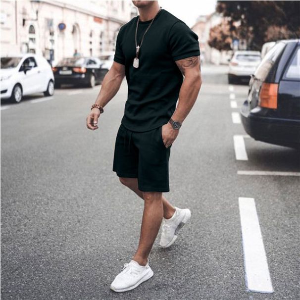 Men's 2-Piece Sport Short Sleeve Shirt & Shorts Set - Breathable Summer Casual Outfit For Gym & Outdoor_viptrois.com