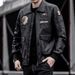 Men's Clothing leather clothing personality lapel embroidery motorcycle clothing leisure trend leather jacket_viptrois.com