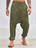 Cotton And Linen Loose Solid Color Casual Pants Summer American Loose Crotch Trousers_viptrois.com