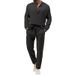 Men's Clothing Spring And Autumn Solid Color Casual T Shirt Long Sleeved Shirt Trousers Suit_viptrois.com