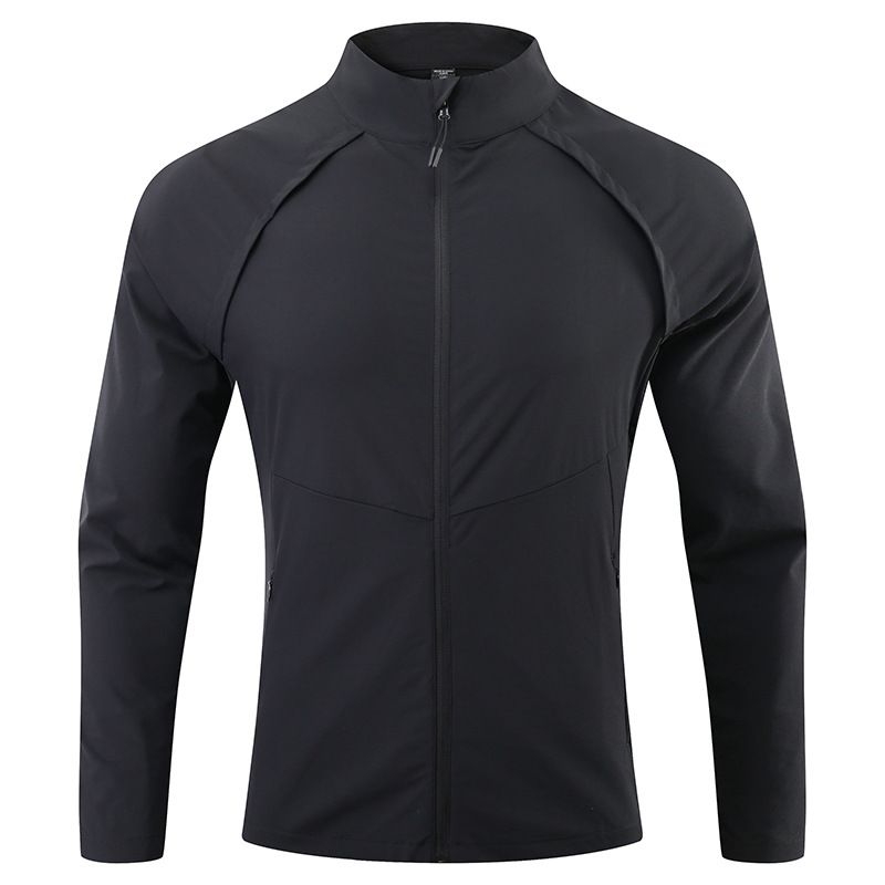 Men's & Women's Stand Collar Training Jacket – Slim-Fit Quick-Dry Zip Up Sports Coat (S-XXXL, Black/White/Navy/Red) | Lightweight Nylon Gym Wear_viptrois.com