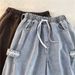 Men's Clothing Denim Shorts Summer Thin Loose Shorts Fashion Brand Ins High Street Casual Washed Shorts_viptrois.com