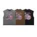 Street Fashion 300g Printed Hand-Washed Raglan Sleeveless T-Shirt_viptrois.com