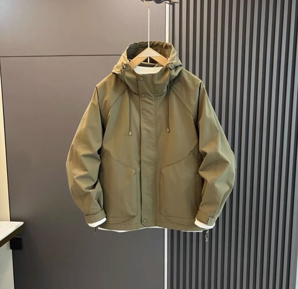 New Spring and Autumn Jacket, Men's Stormtrooper, Windproof Top, Solid Color Hooded, Fashionable New Casual Loose Work Clothes, Trendy_viptrois.com