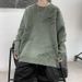 Loom Distressed Sweater Men Autumn Winter Japanese Retro Casual Split Knitwear Ins Trendy Loose Knit Jacket_viptrois.com