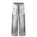 Men's Clothing Neutral High End Washed Blue Pocket Design Men's Loose Jeans_viptrois.com