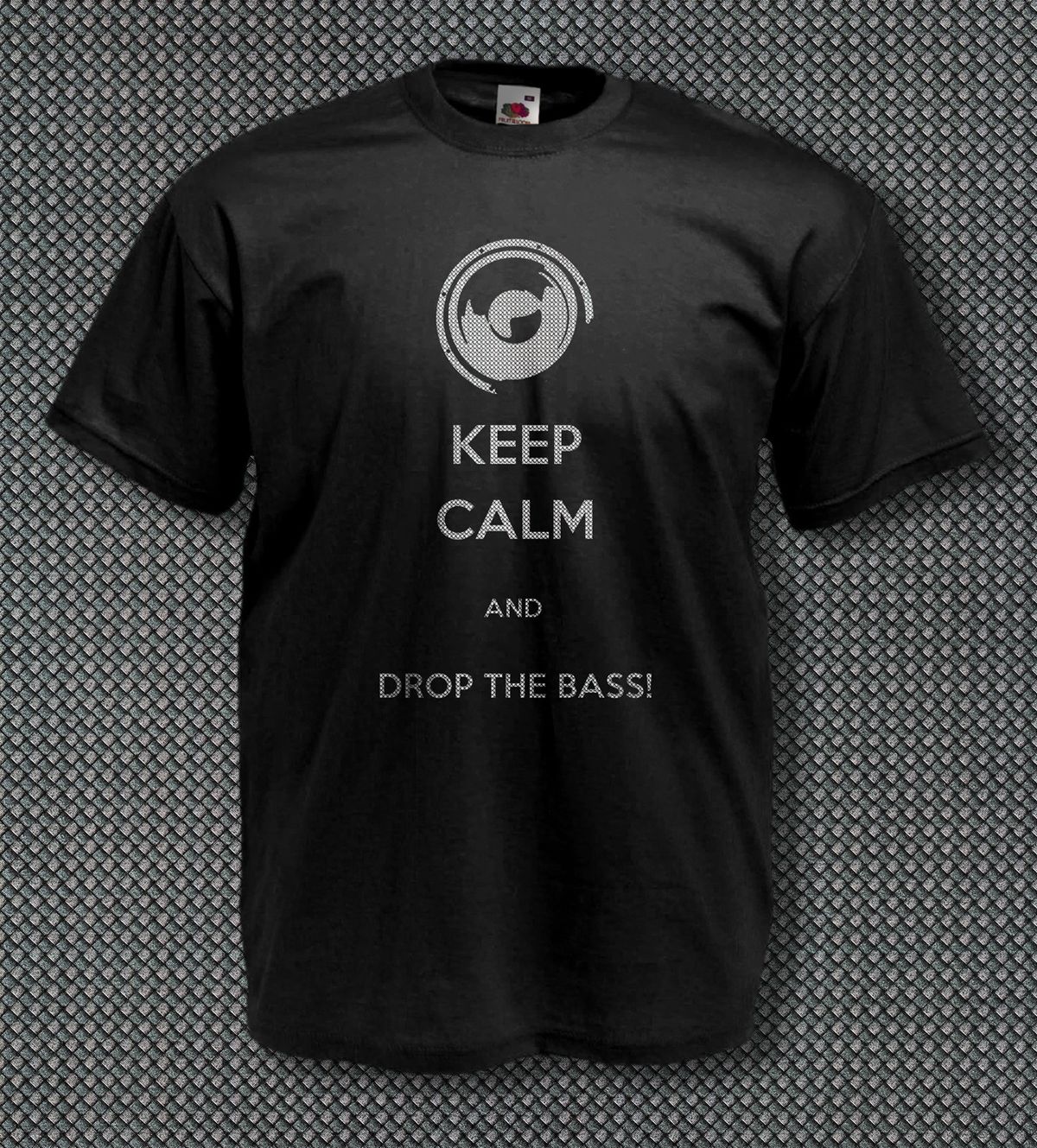 Keep Calm And Drop The Bass 100% Cotton T-shirt Mens Tees Top COOL CARBONIUM SILVER Dub Step Drum'n' Bass_viptrois.com