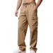 Men's Cargo Pants - Winter Workwear With Multiple Pockets, Relaxed Fit, Straight Leg For Casual & Urban Style_viptrois.com