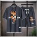 Men's Clothing Hip Hop Summer Street Style Men's Waffle Suit Cool Bear Pattern Luxury T-Shirt And Shorts Set_viptrois.com