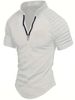 Men's Clothing Casual Short Sleeved Shirt Zipper Pleated Shirt_viptrois.com
